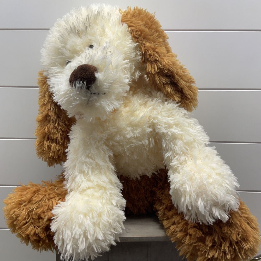 Gund Bentley Large Dog Plush Stuffed Animal Cream Brown Shaggy 13140